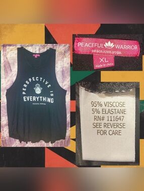 Peaceful Warrior Blk w/Wht Perspective is Everything Slvless Knit Tank Top Sz XL